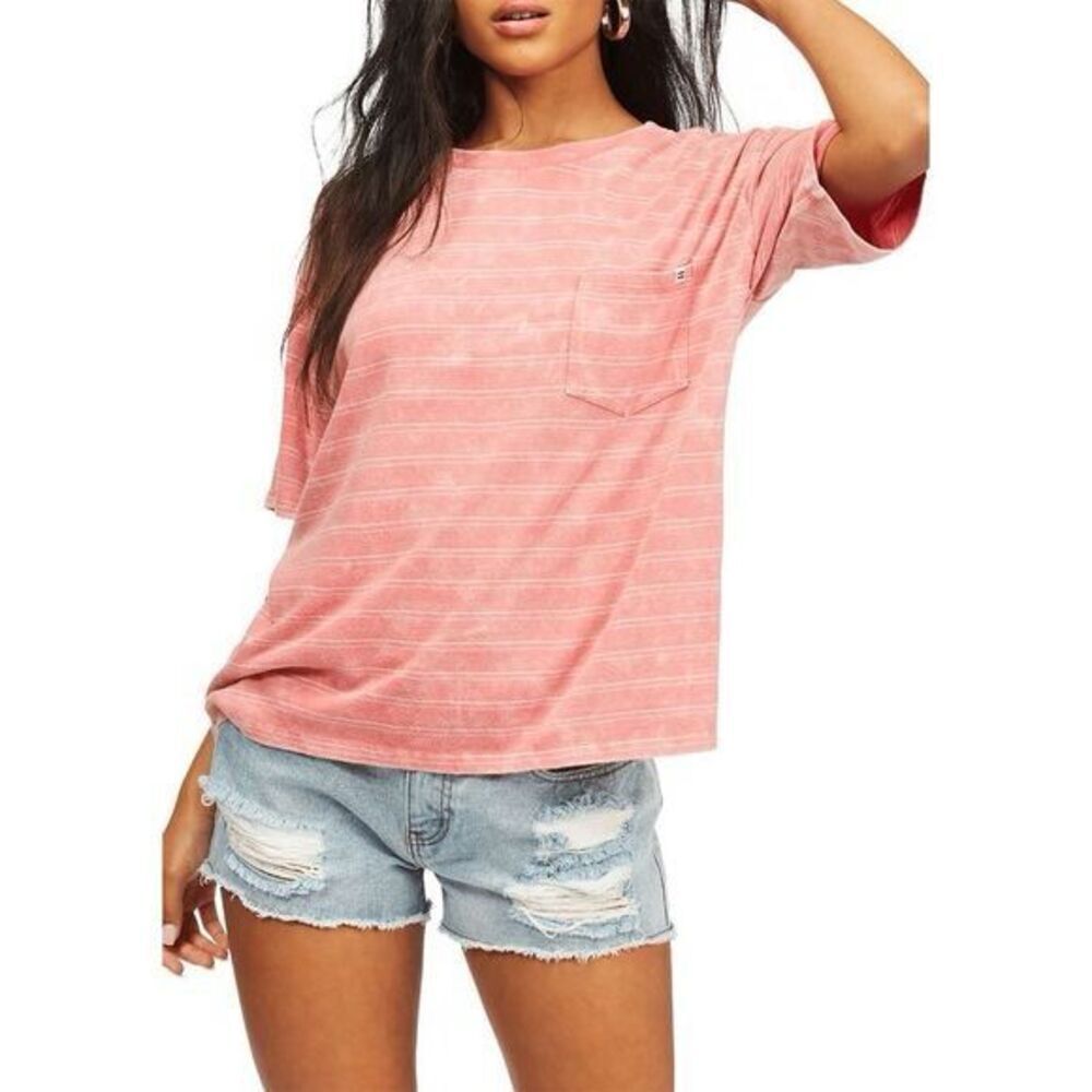 Billabong Small Beach Stripes Tee Shirt - Vintage Red